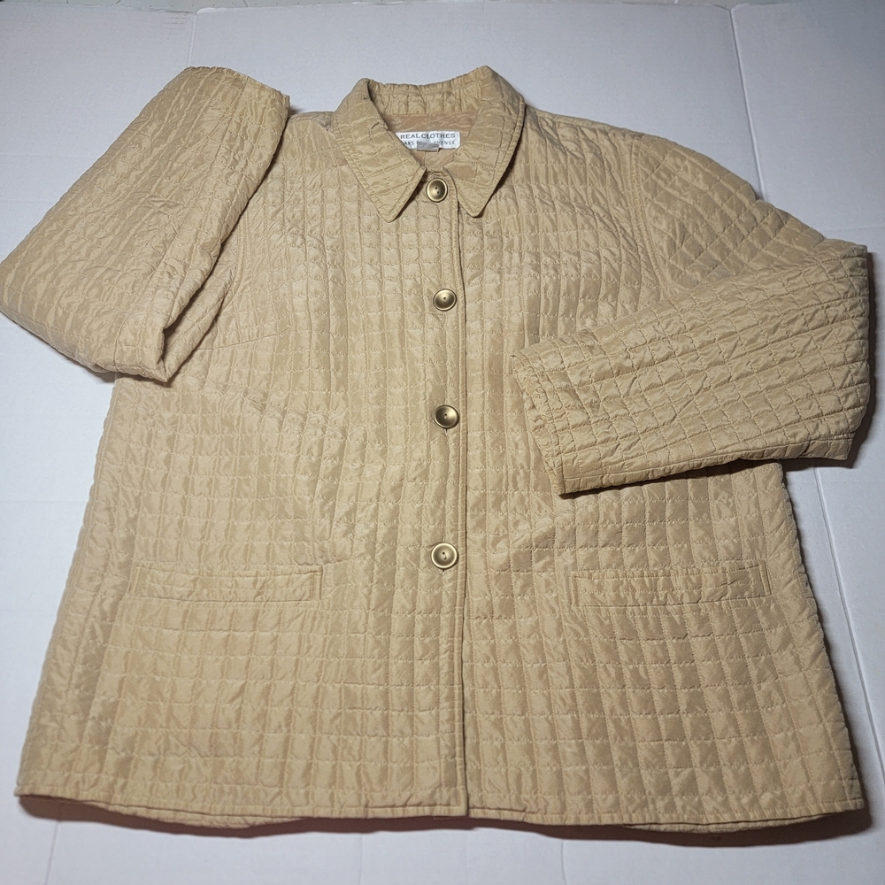 Real Clothes Saks Fifth Avenue Gold Quilted 90s Puffer Jacket Size XL‎